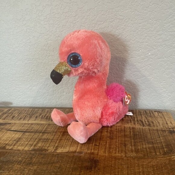 Ty Beanie Boos 9" GILDA the Pink Flamingo Plush Medium Buddy Tags Valentine Love - Picture 2 of 8